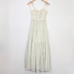 Vintage Candi Jones California Floral Maxi Dress Cottagecore Prairie Lace 70s XS